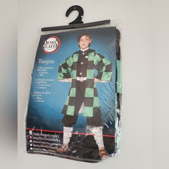 Demon Slayer Tanjiro Kids Costume - Green and Black Kids Size Small 4-6 - Picture 4 of 5